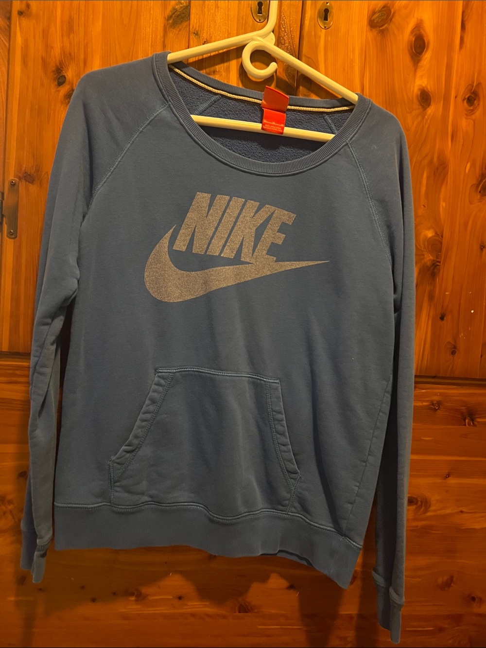 Nike Women's Slate Blue Crew Sweatshirt with Silver Logo